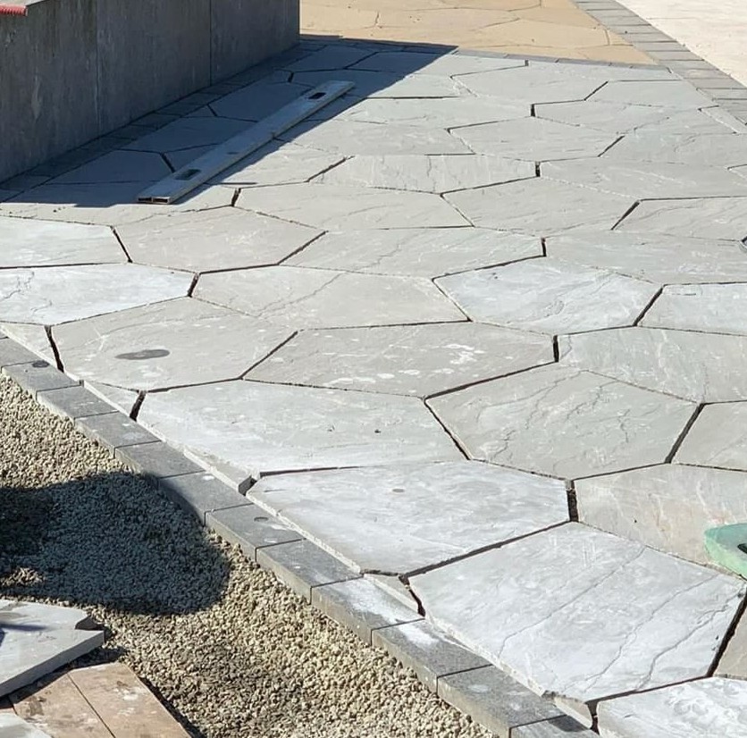 Kandla Gray Sandstone hexagonal pavers and flooring