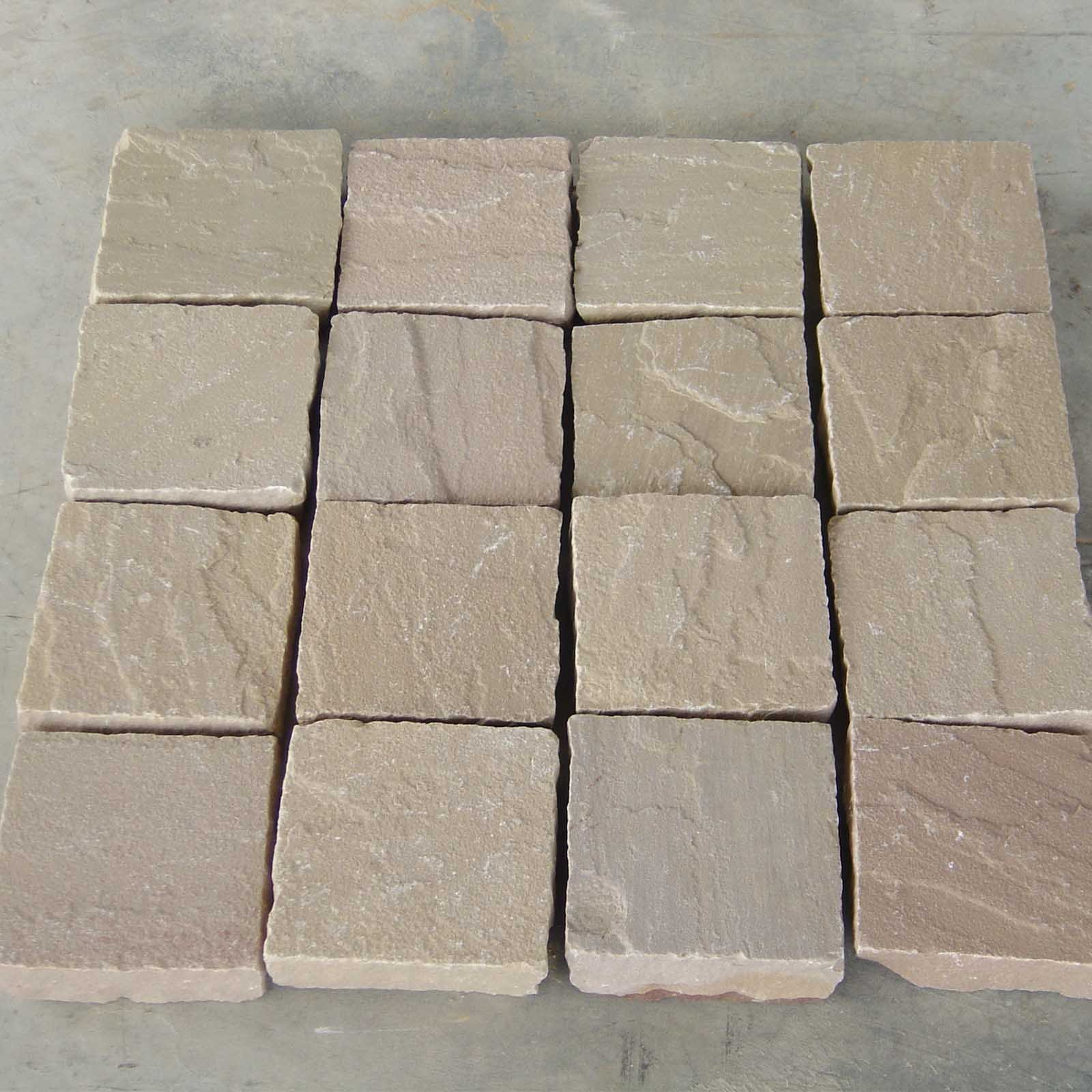 Raj Green Sandstone cobblestones and driveway paving
